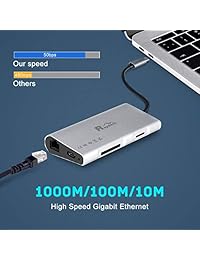 USB C Hub, todo en 1 multipuerto tipo C adaptador Thunderbolt 3 con puerto de carga tipo C PD 2.0, salida HDMI, 3 puertos USB 3.0, lector de tarjetas SD MicroSD