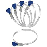 4 Inch Thumb Screw Key Adjustable 304 Stainless Steel Hose Clamps, Pipe Clamp, Worm Gear Clamps, Dryer Vent Clamp, Dust Collection, Automotive, RV Clamp 5 pack (4" Hose Clamp)