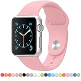 Apple Watch Band - FanTEK Soft Silicone Sport Style Replacement iWatch Strap for Apple Wrist Watch Series 1 Series 2 38mm Models M/L Size (Vintage Rose)