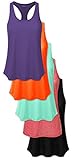 Women's 5 Pack Everyday Flowy Burnout Racer Back Active Workout Tank Tops