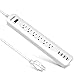 Bototek Mountable Usb Power Strip with 6-outlets and 4 Smart 5V/2.4A USB Charging ports,1250W/10A power strip surge protector with 6ft Cord for Smartphone Tablets Home,Office & Hotel- White