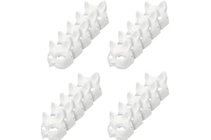Musaner 20 PCS Cat Mask DIY White Therian Masks to Paint Blank Animal Dress Up Masks for Holiday Party Cosplay, 7.1X6.7in