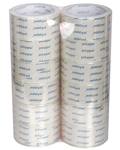 Pckpgon Super Clear Packing Tape, 12 Rolls, 1.88 Inch x 55 Yards, 2.6mil Thick, Heavy Duty Adhesive Depot Tapes for Moving Boxes