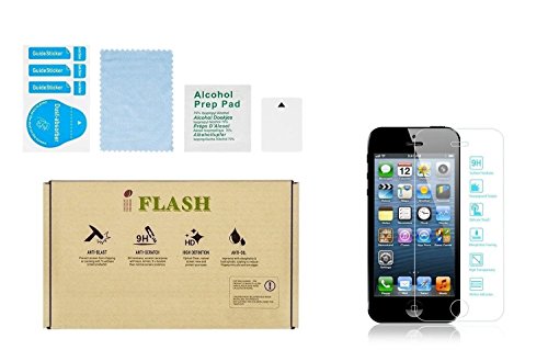 iPhone SE, 5S, 5C, 5 Screen Protector, iFlash HD Tempered Glass Screen Protector for Apple iPhone SE, 5S, 5C, 5 - Anti-Scratch/Case Friendly/Bubble Free / 2.5D Round Edge/Crystal Clear Version