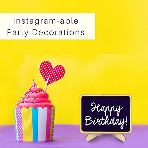 18 Premium Mini Chalkboard Signs - Lovely Wedding Signs for Wedding Table Decorations - Reusable Small Chalkboard Signs - Best Chalkboard Labels for Party Food Signs, Name Cards, Buffet & Catering - Thumbnail 2