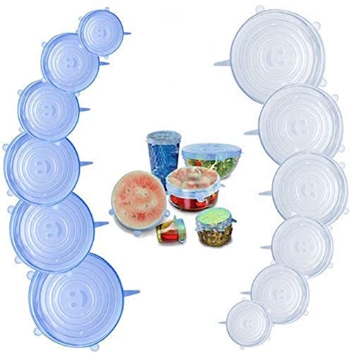 Stretch Lids 12PCS Clear Durable Expandable Silicone Food Covers Containers for Cups Bowl Containers - Thumbnail 4