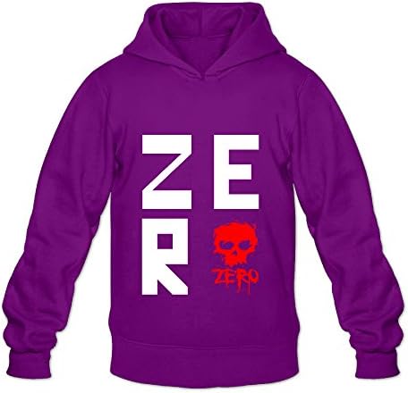 TOMM Men's Zero Red Skull Skateboards Sweatshirt With No Pocket Purple Small