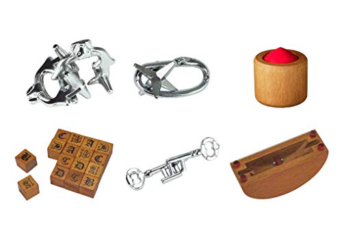 Great Minds Mini's 3-D Puzzle Set: Da Vinci's Ball Bearings/Newton's Gravity/Shakespeare's Word Puzzle/Galileo's Star/Franklin's Keys/William The Conqueror's Antlers