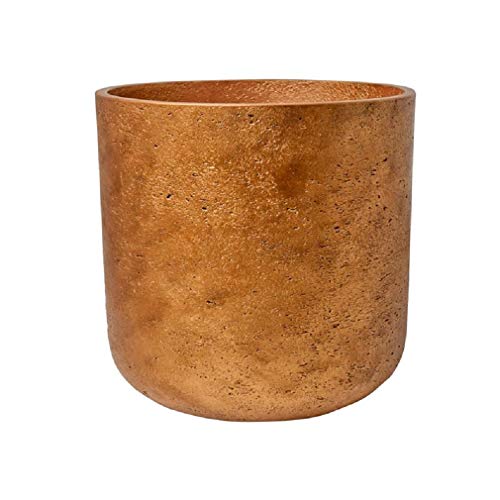 Small Planter Metallic Copper Flower Pot Round Fiberglass