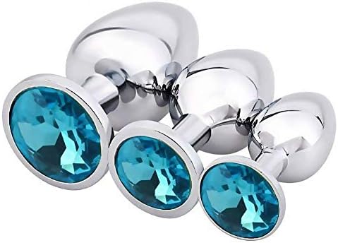 SZZYB 3PCS 3Size Metal Crystal ańus Plúg Beads Jewelled B'ut.t Pùgs Toys(Light Blue)
