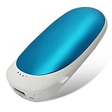 USB Rechargeable Electric Hand Warmer 5200mAh，Vshow Baby Dolphin Pocket Portable Warmer Double-Side Heat and Emergency Phone Charger - Blue
