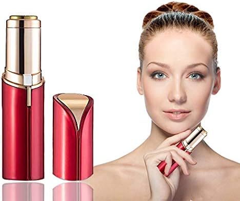 Women's Painless Hair Facial Remover, Remove Hairs on the Upper Lip, Chin, Cheeks, Sideburns, Mini Portable Travel Size with LED Light By Verfanny，Red