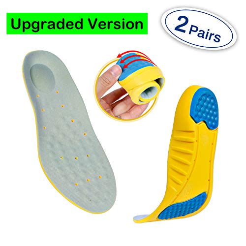 Professional Sports Insoles (2 Pairs) Sports Shock Absorption Shoes Insoles Plantar Fasciitis Orthotic Heel Pain Relief Memory Foam Inserts (S: Men’s 2-5 / Women’s 4-5.5 / Kids 1.5-4)