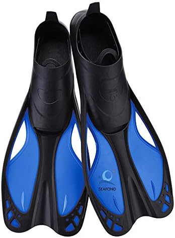 SEAFOND Adult Snorkeling Fins with Self-Adjustable Comfortable Full Foot Pocket, Snorkeling Diving Adult Swimming Flippers, Fins Measure 18" Long, Perfect for Traveling