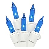 LiteSource 32302 - 20 Light White Wire Blue Miniature Christmas Light String Set with 3
