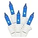 LiteSource 32302 - 20 Light White Wire Blue Miniature Christmas Light String Set with 3