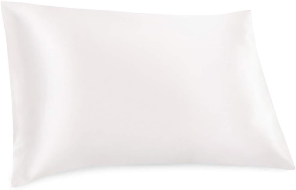 ElleSilk 100% Silk Pillowcase, 22 Momme, the Highest Grade Mulberry Silk, Natural Dye, Super Soft and Cozy, 50 x 90cm, King, White