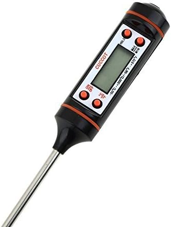 CUCCOT MT-01 Cooking Thermometer, Wireless Digital Thermometer for Food, Meat, Grill, BBQ and Candy, Best Thermometer for Liquids, Sugar, Oven Thermometer with Stainless Steal Probe - Easy to Operate - 100% Guarantee (Black)