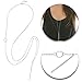 VAGA Trendy Silver Colored Sweater Necklace On Fine Long Chain with Bar Shape Pendant
