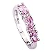 Psiroy Women's 925 Sterling Silver 1.5cttw Created Pink Topaz Filled 3 Stone Ring Size 7