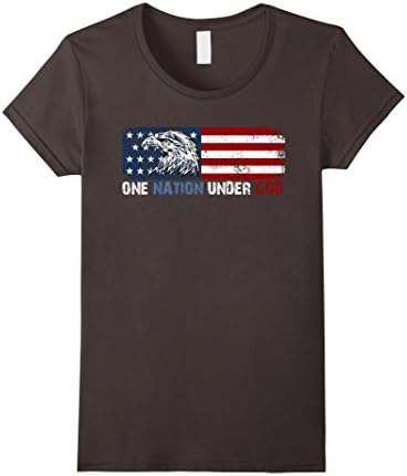 Women's one nation under god tshirt Medium Asphalt