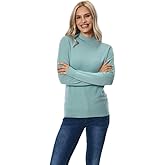 WOSICA Women's 100% Pure Cashmere Long Sleeve Pullover Mock Neck Sweater