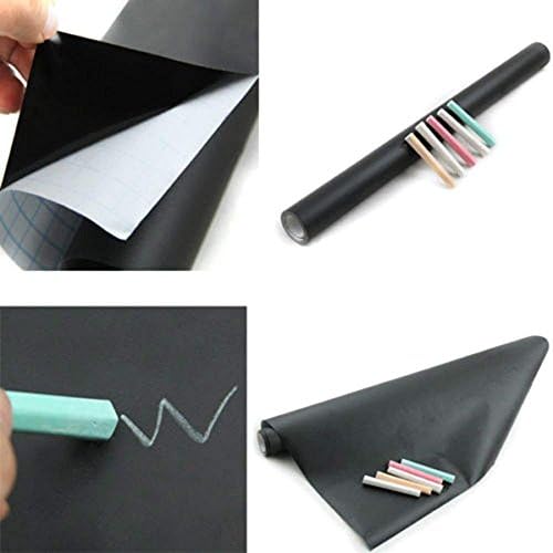 Savri Waterproof Chalkboard| Removable Wall Sticker|Black Board Sticker with 5 Chalk Pieces