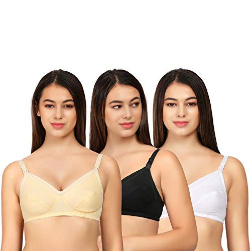 Breast Feeding Maternity Mother Cotton Non Wired Non Padded Bra for Women Combo Pack of 3