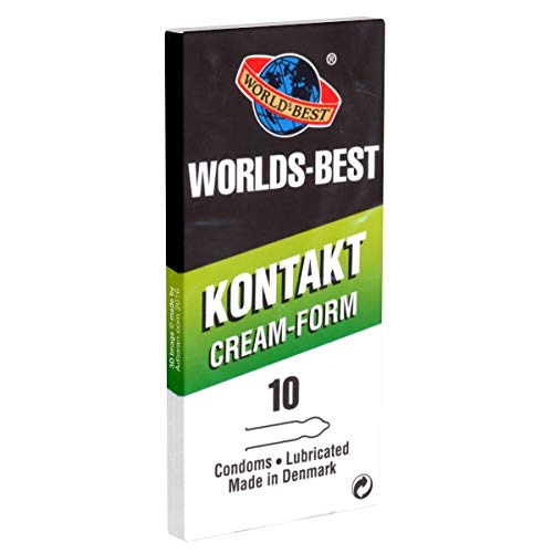 World's Best Contact Cream Form 10 Contoured Condoms 54mm Wide