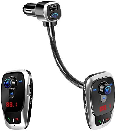 Luxtar Car Bluetooth FM Wireless Transmitter MP3 Player Wireless In-Car Stereo Radio Adapter Car Kit Hands Free Calling USB Ports Charge 5V Silver LUX5029
