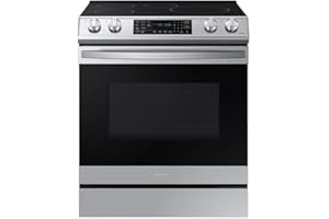 SAMSUNG 6.3 Cu Ft Smart Rapid Heat Induction Slide-in Range Kitchen Stove w/ Air Fry, Convention+, NE63B8611SS/AA, Fingerprint Resistant Stainless Steel