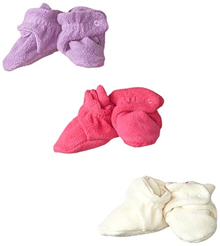 Zutano Unisex-Baby Newborn Cozie Fleece 3 Piece Bootie Gift Set, Fuchsia/Cream/Orchid, 18 Months