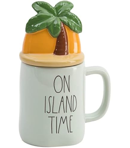 Tazza In Ceramica Rae Dunn Con Coperchio – Scritta Tropic Like It's Hot – 453g – Per Caffè E Tisane - 5