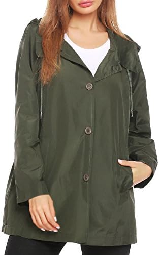 Tinkwell Women Long Sleeve Lightweight Waterproof Outdoor Hooded Raincoat Rain Jacket