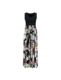 Vestido de verano para mujer, estilo bohemio, sin mangas, con estampado floral, vestido largo