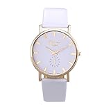 SMTSMT Womens Leather Band Analog Quartz Wrist Watch-White