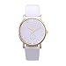 SMTSMT Womens Leather Band Analog Quartz Wrist Watch-White