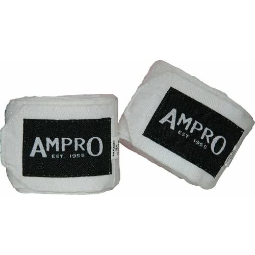 Ampro 5m Stretch Boxing Hand Wraps - Boxing/MMA/Martial Art's/Hand Protection / 500cm / Handwraps (White)