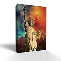 Canvas Wall Art Gorgeous City Under Space Canvas Prints Home Artwork Decoration for Living Room,Bedroom - 12x18 inches
