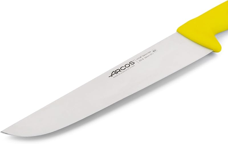 Fleischermesser mit Edelstahlklinge 250 mm - Professionelles Küchenmesser zum Schneiden von Fleisch, Fisch und Gemüse - Ergonomischer Griff aus Polyoxymethylen, Gelb, Serie 2900