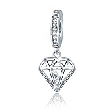 BAMOER 925 Sterling Silver Love in My Heart Charms Diamond Pendant for Charms Bracelet