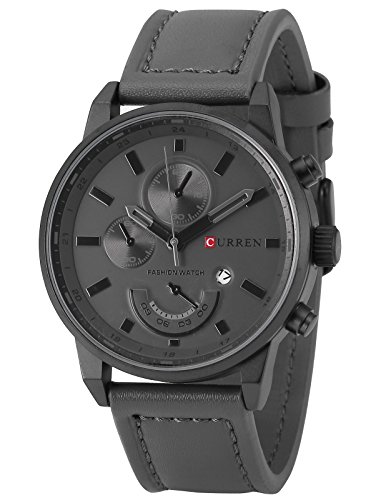 AMPM24 CUR118 Men's Quartz Wrist Watch Dress Leather Grey Band