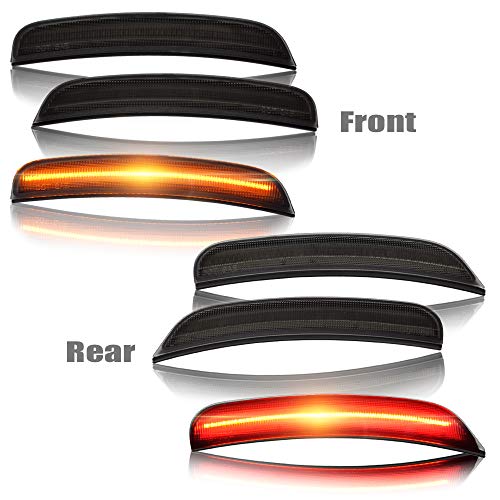 Amber Red LED Side Marker Light for Dodge Charger 2015 2016 2017 Smoke Lens Led Side Marker Lights Front & Rear Sit Car Led Side Marker Lamp Kit