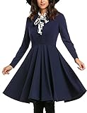Zeagoo Women Turn Down Collar Single-breasted Pleated Swing Trench Coat