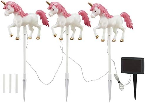 Solar Style Set of 3 Automatic Unicorn LED Solar Lights, Perfect for Lawns, Pathways & Flowerbeds. (Height 41cm)
