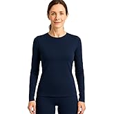 Lands' End Women’s Thermaskin Baselayer Long Sleeve Crewneck Top – Lightweight Heat-Generating Thermal Shirt