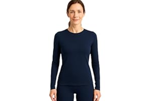 Lands' End Women’s Thermaskin Baselayer Long Sleeve Crewneck Top – Lightweight Heat-Generating Thermal Shirt