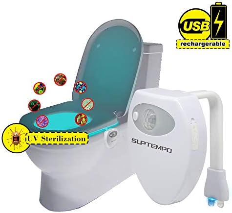 Rechargeable Toilet Light LED Sensor Motion Activated Bathroom Night Light (16 Colors)