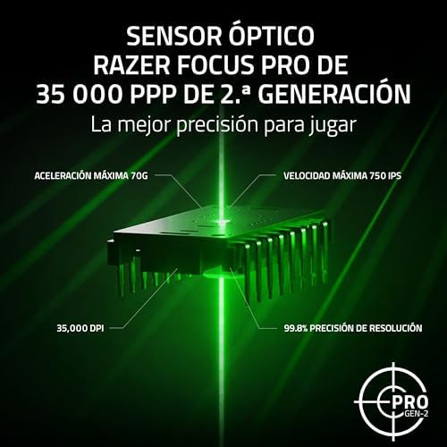 Basilisk V3 35K - Ratón ergonómico con Cable para Juegos Totalmente Personalizable - Sensor óptico Focus Pro 35K (Rueda de inclinación HyperScroll, iluminación Chroma de 11 Zonas) Negro