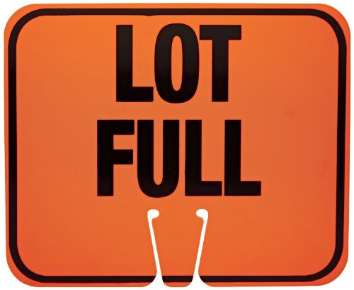 Cortina ABS Plastic Traffic Cone Sign, "LOT FULL" 03-550-LF EZ-IMS, 12.75" Width x 10.375" Height, Black On Orange